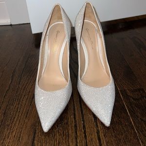 Gianvito Rossi white and silver heels - great for bridal